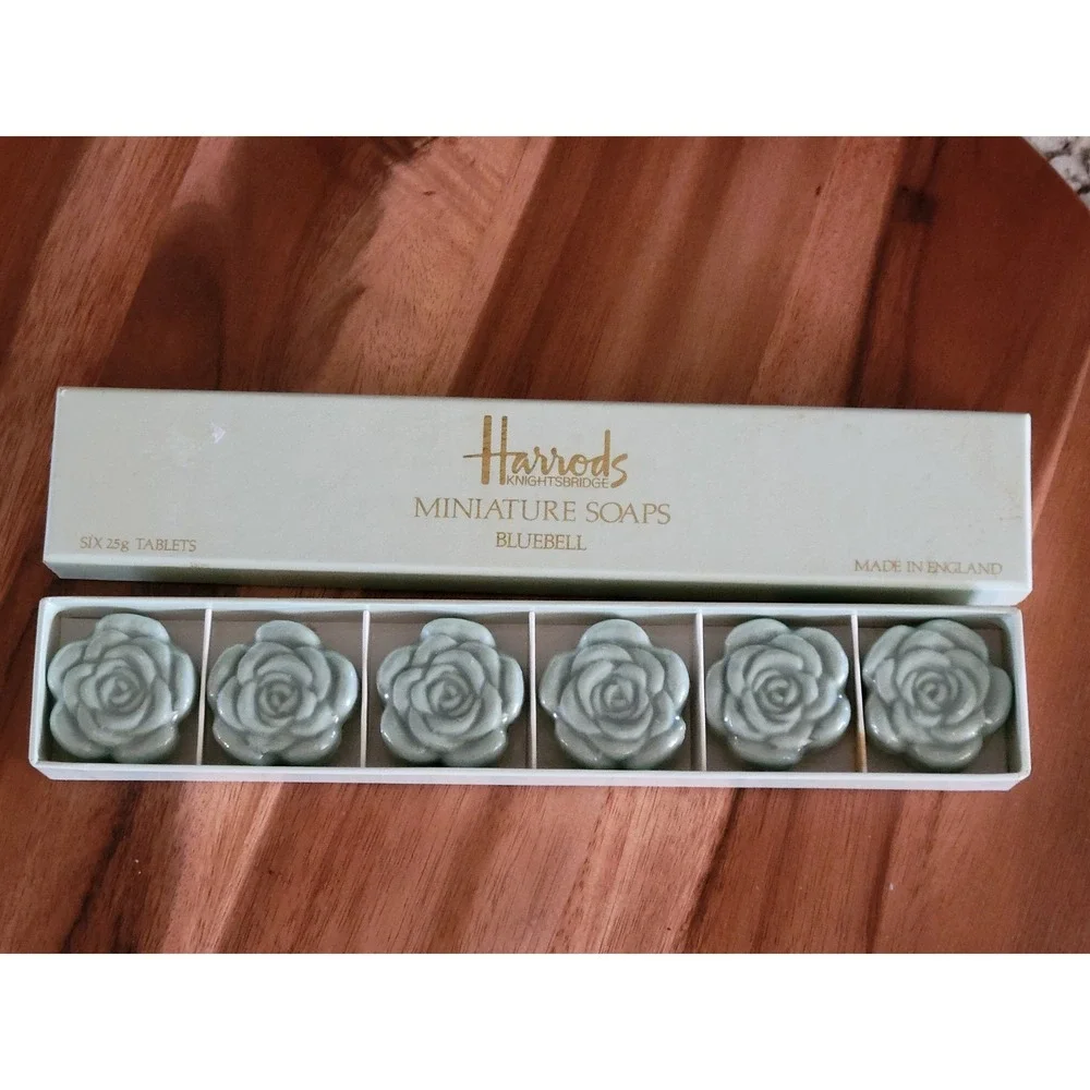 Harrods Miniature Soap 2-Sets 12 Bars Heart Rose Green Floral Made in England